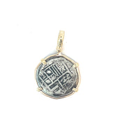 14k Two Tone Medium Coin Frame Atocha Copy Pendant